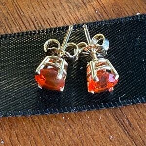 Fire Opal 14K Gold Stud Earings